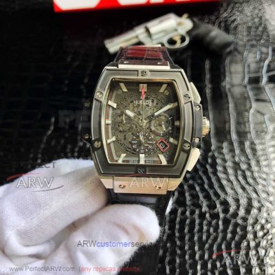 Perfect Copy Hublot Spirit Of Big Bang Titanium 45mm Steel Case Skeleton Face Quartz Watch